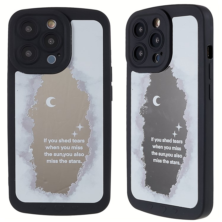 For iPhone 13 Pro 6.1 inch Glossy Pattern Printing Silicone Case Bumper Edging Design - Clouds and Moon-1