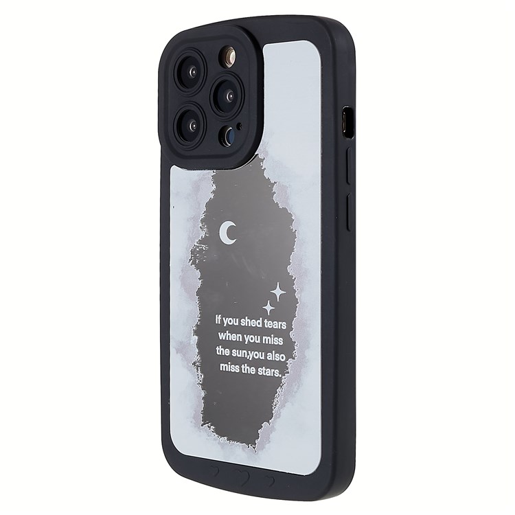 For iPhone 13 Pro 6.1 inch Glossy Pattern Printing Silicone Case Bumper Edging Design - Clouds and Moon-3