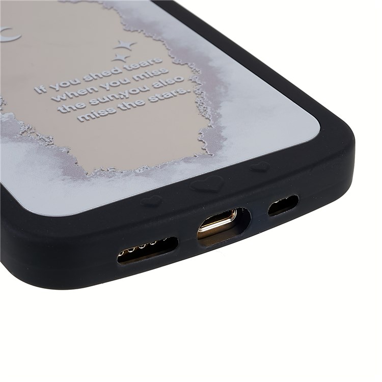 For iPhone 13 Pro 6.1 inch Glossy Pattern Printing Silicone Case Bumper Edging Design - Clouds and Moon-6