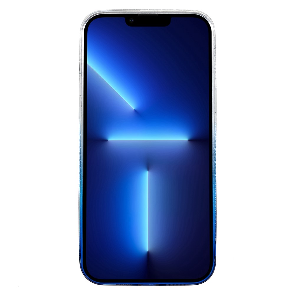 For iPhone 13 Pro Max 6.7 inch Phantom Series Gradient Color Soft TPU Cover Phone Case with Separable Glittering Plate - Blue-3