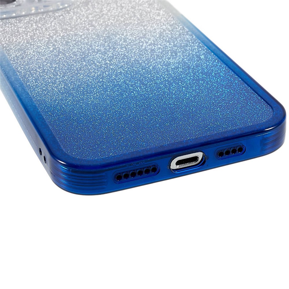 For iPhone 13 Pro Max 6.7 inch Phantom Series Gradient Color Soft TPU Cover Phone Case with Separable Glittering Plate - Blue-6
