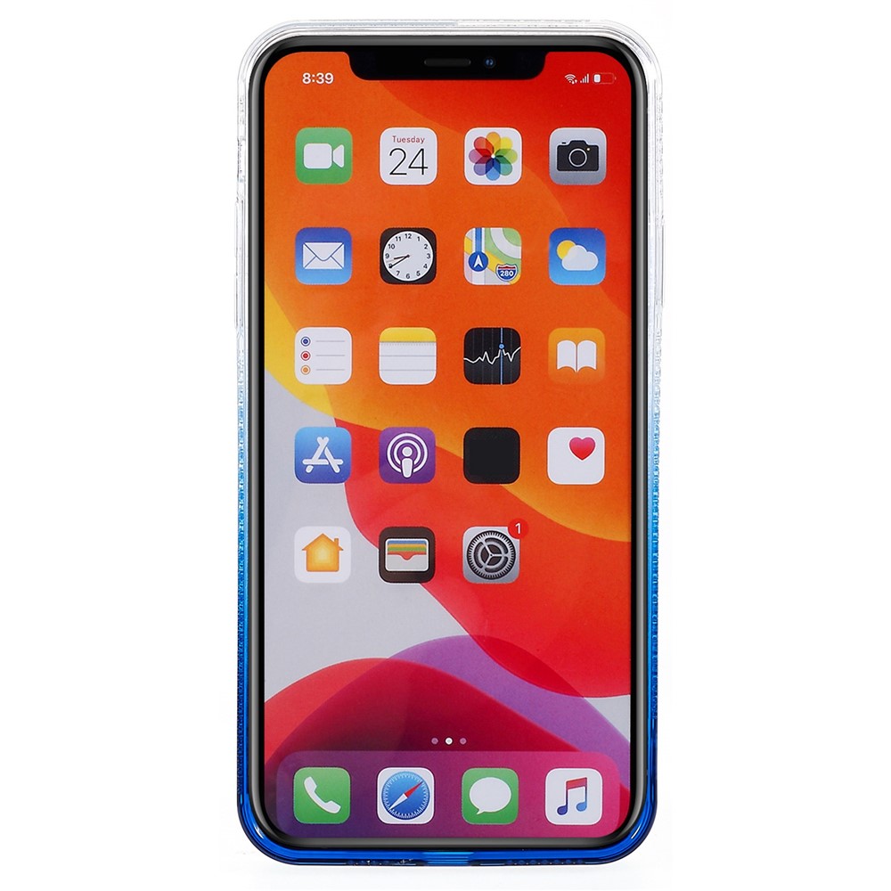 For iPhone 11 Pro Max 6.5 inch Phantom Series Gradient Phone Case Shockproof TPU Back Cover with Separable Glittering Plate - Blue-4
