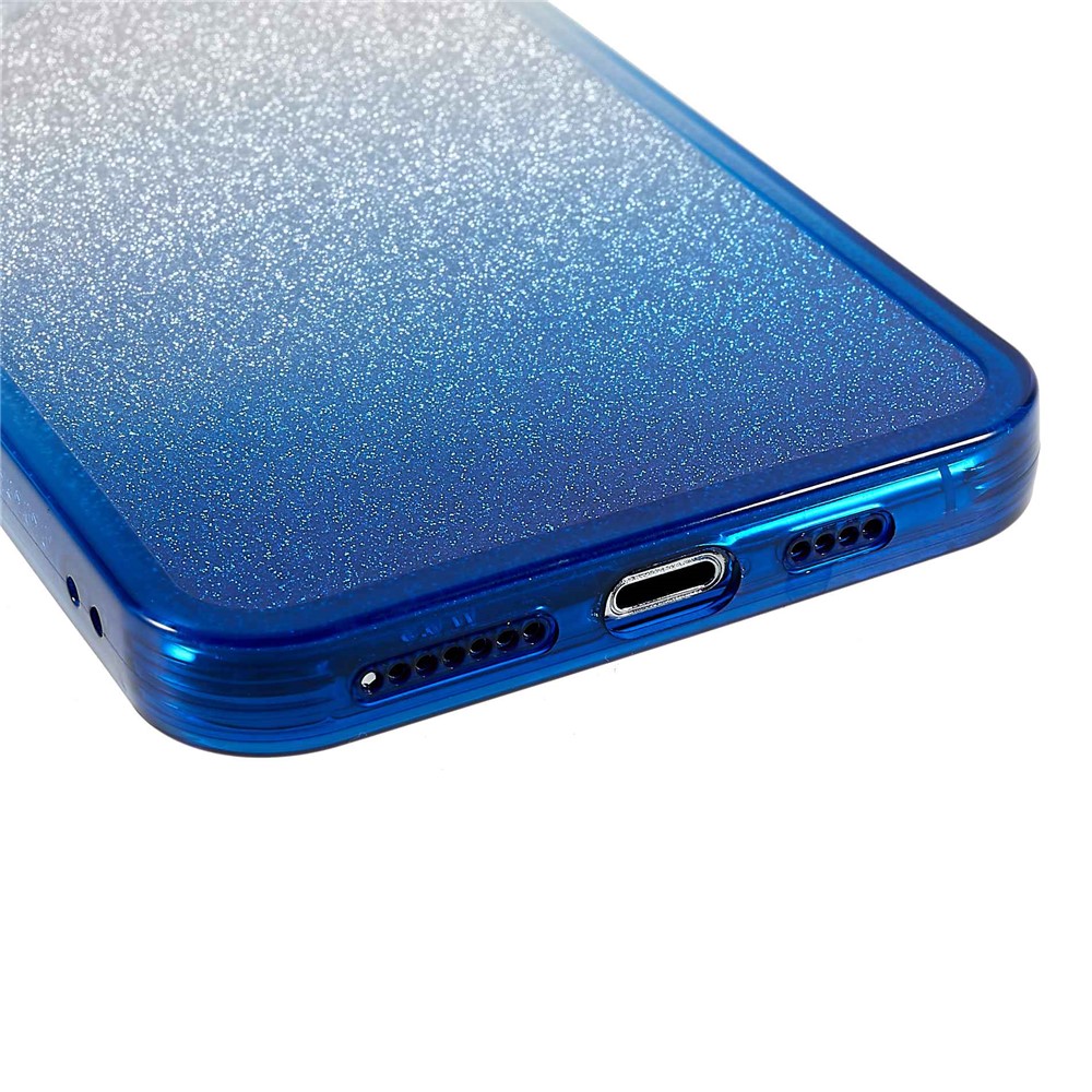 For iPhone 11 Pro Max 6.5 inch Phantom Series Gradient Phone Case Shockproof TPU Back Cover with Separable Glittering Plate - Blue-6
