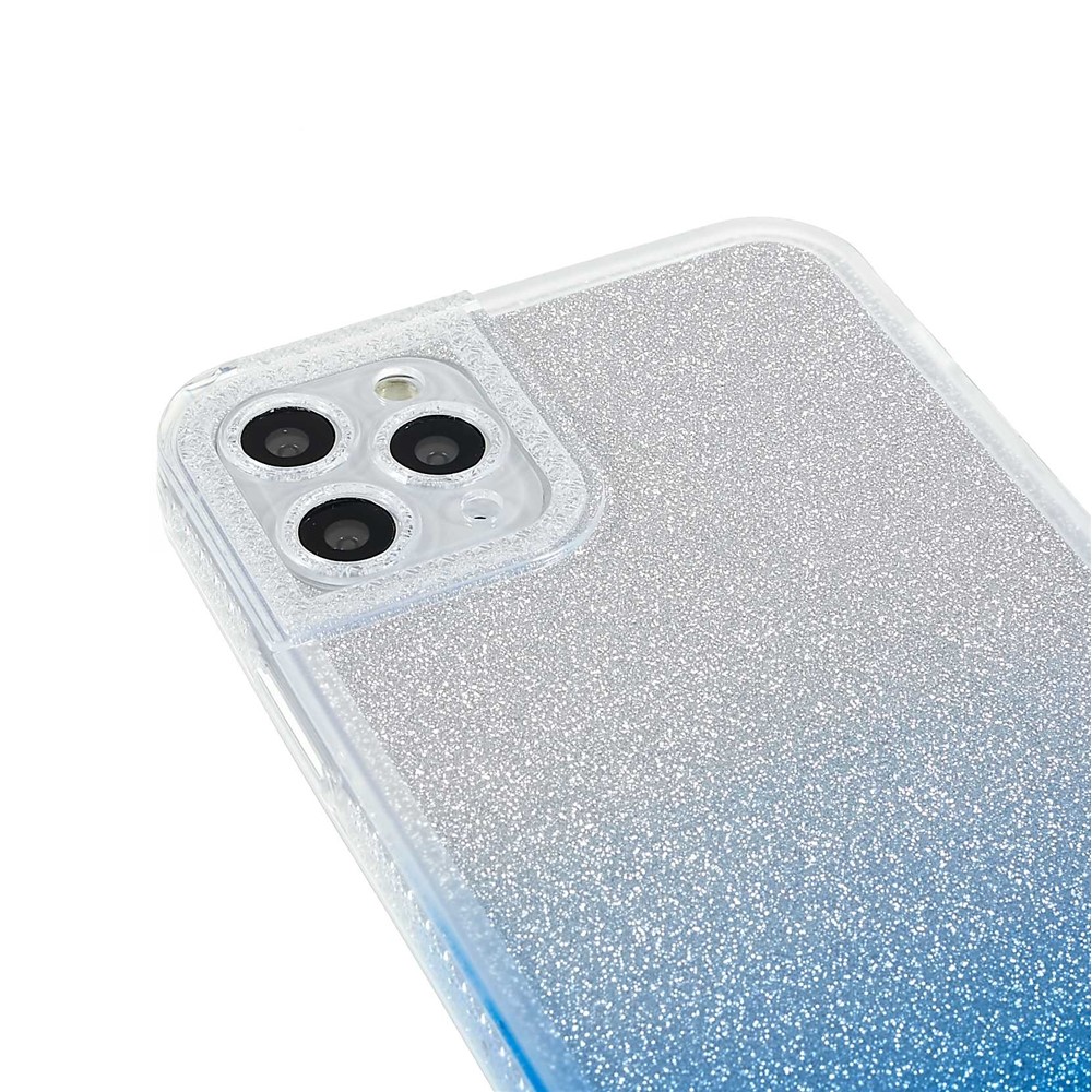 For iPhone 11 Pro Max 6.5 inch Phantom Series Gradient Phone Case Shockproof TPU Back Cover with Separable Glittering Plate - Blue-7