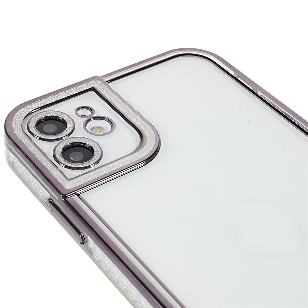 Scratch Resistant Slim Cover for iPhone 11 6.1 inch Shockproof TPU Cover Electroplating Protective Case Decorated with Rhinestone - Black-7