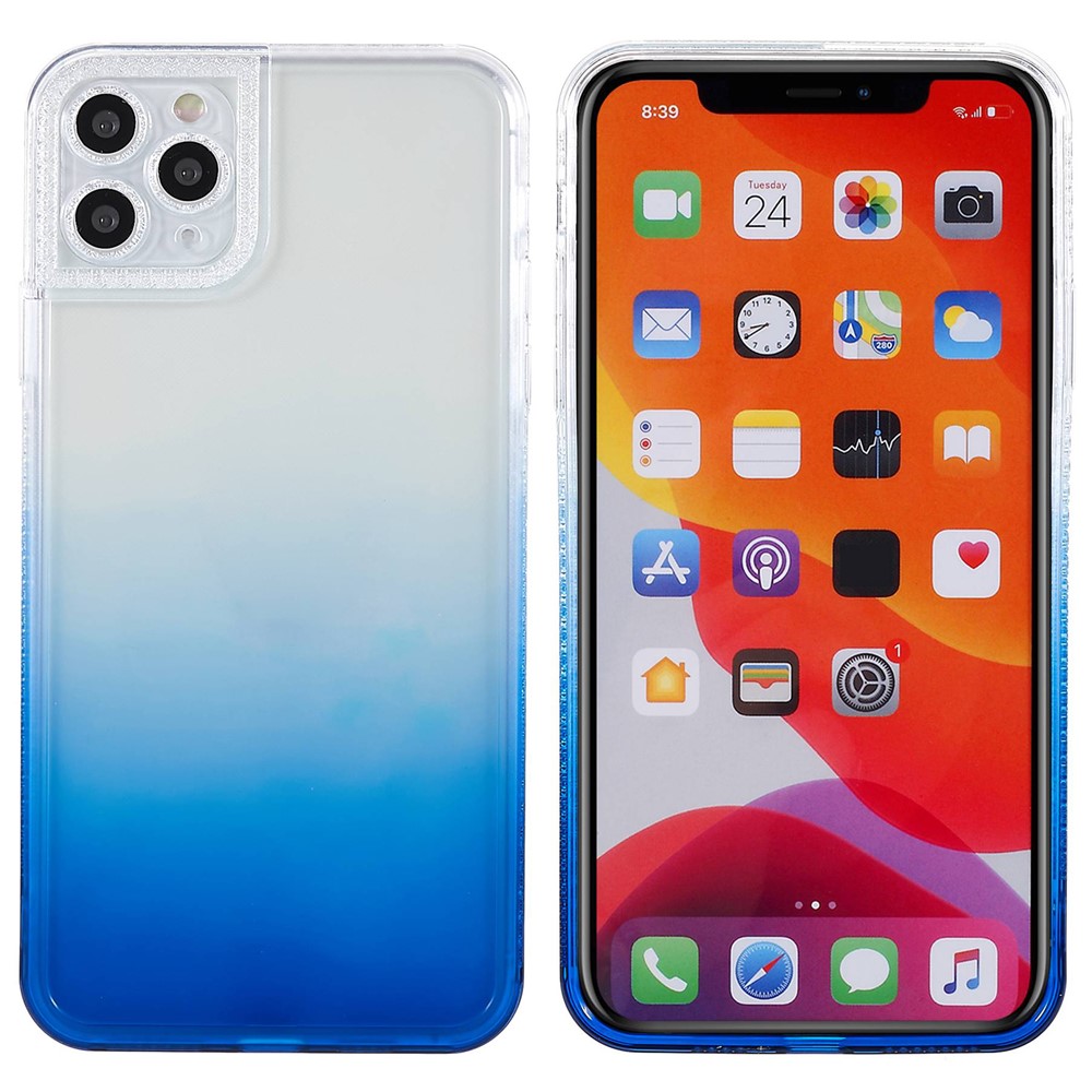 Gradient TPU Phone Case for iPhone 11 Pro Max 6.5 inch, Anti-fall Protection Glitter Design Precise Cutout Back Cover - Blue-1
