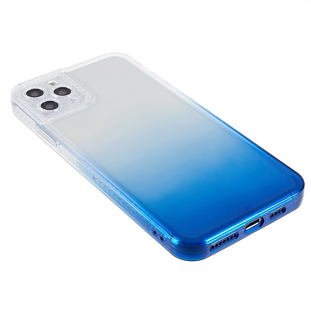 Gradient TPU Phone Case for iPhone 11 Pro Max 6.5 inch, Anti-fall Protection Glitter Design Precise Cutout Back Cover - Blue-5