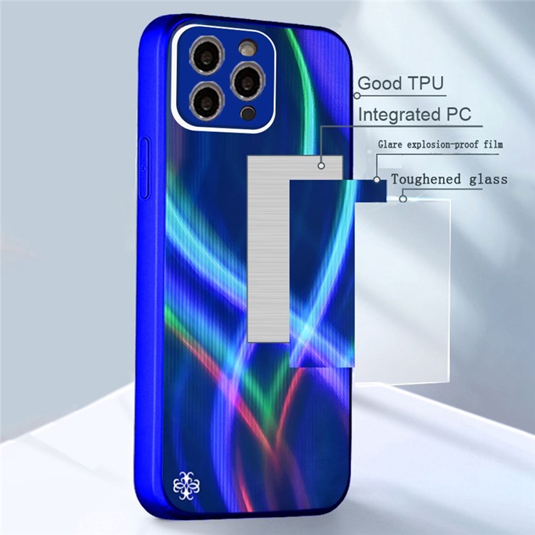 PHONESKIN Glossy 3D Effect Hybrid Phone Case for iPhone 11 Pro 5.8 inch, High Aluminum-Silicon Glass Phone Protector - Blue-5
