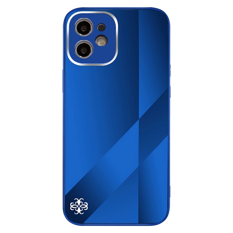 PHONESKIN 3D Effect X10A Pattern Glossy Hybrid Phone Case for iPhone 12 6.1 inch, Precise Cut-Out High Aluminum-Silicon Glass Phone Protector - Blue-1