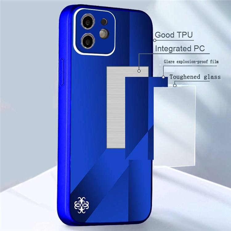 PHONESKIN 3D Effect X10A Pattern Glossy Hybrid Phone Case for iPhone 12 6.1 inch, Precise Cut-Out High Aluminum-Silicon Glass Phone Protector - Blue-5