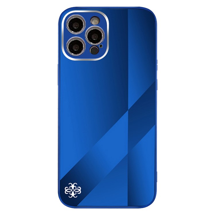 PHONESKIN Glossy 3D Effect Hybrid Phone Case for iPhone 12 Pro 6.1 inch, X10A Pattern Anti-Explosion High Aluminum-Silicon Glass Phone Protector - Blue-1