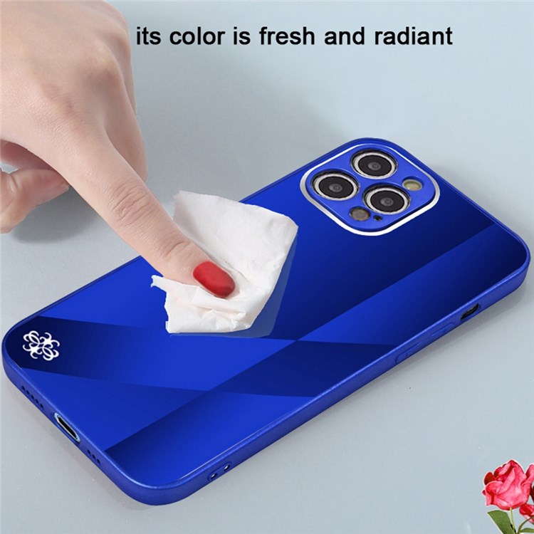 PHONESKIN Glossy 3D Effect Hybrid Phone Case for iPhone 12 Pro 6.1 inch, X10A Pattern Anti-Explosion High Aluminum-Silicon Glass Phone Protector - Blue-3