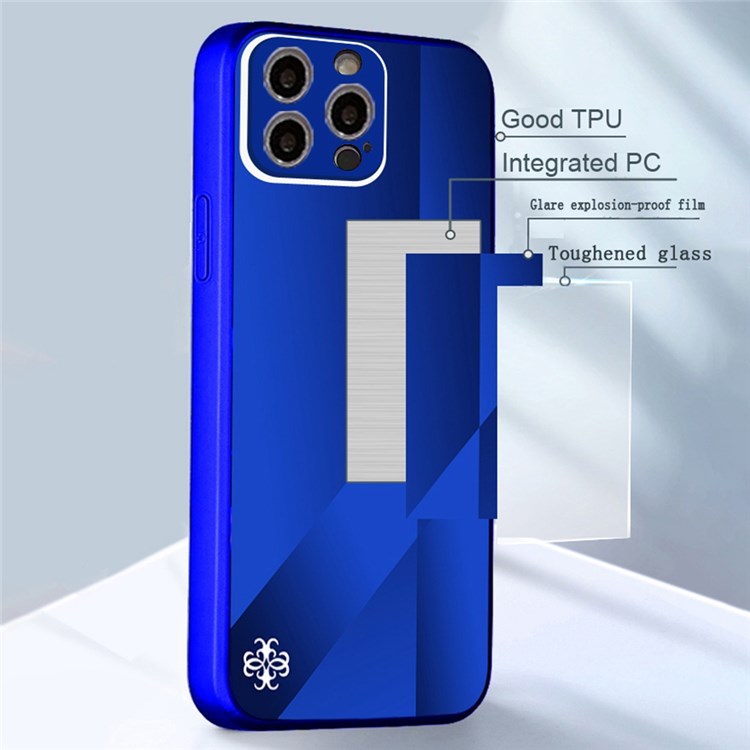 PHONESKIN Glossy 3D Effect Hybrid Phone Case for iPhone 12 Pro 6.1 inch, X10A Pattern Anti-Explosion High Aluminum-Silicon Glass Phone Protector - Blue-5