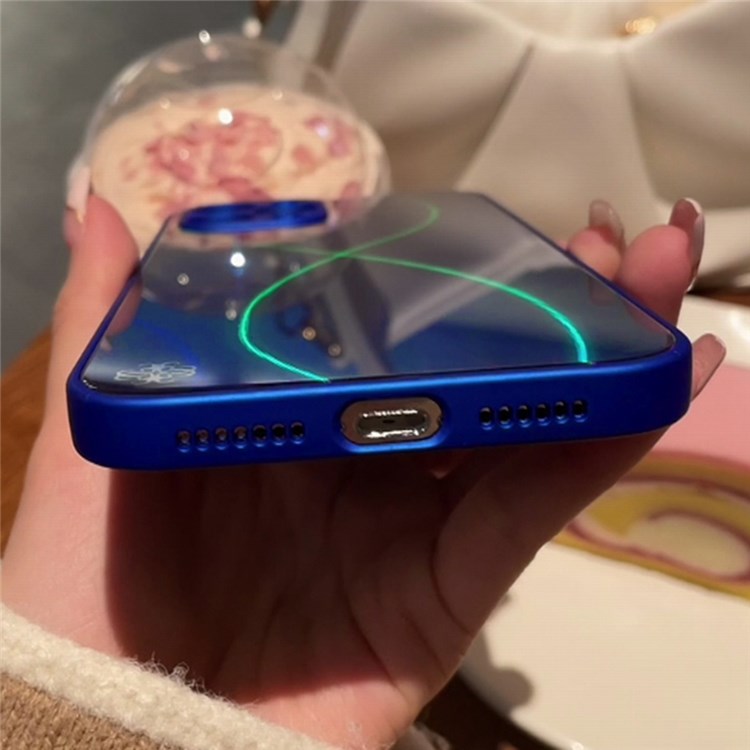 PHONESKIN Glossy Surface Cross S-shaped Stripes Case for iPhone XR 6.1 inch, High Aluminum-Silicon Glass+PC+TPU Shockproof Cover - Blue-6