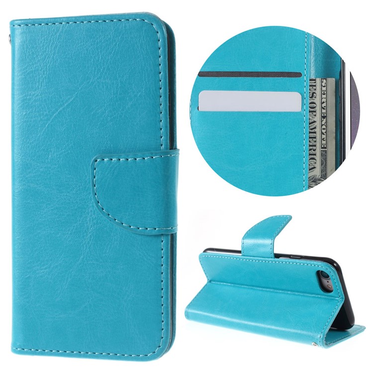 

Crazy Horse Leather Magnetic Flip Case Wallet for iPhone 8 / 7 4.7 inch - Blue, iPhone 8