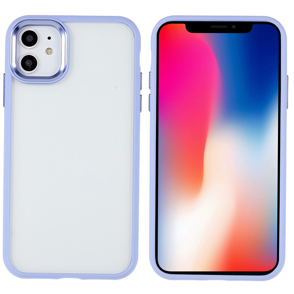 For iPhone 11 6.1 inch Wear-resistant Anti-fall Acrylic + TPU Cover Metal Camera Lens Frame Cell Phone Case - Purple