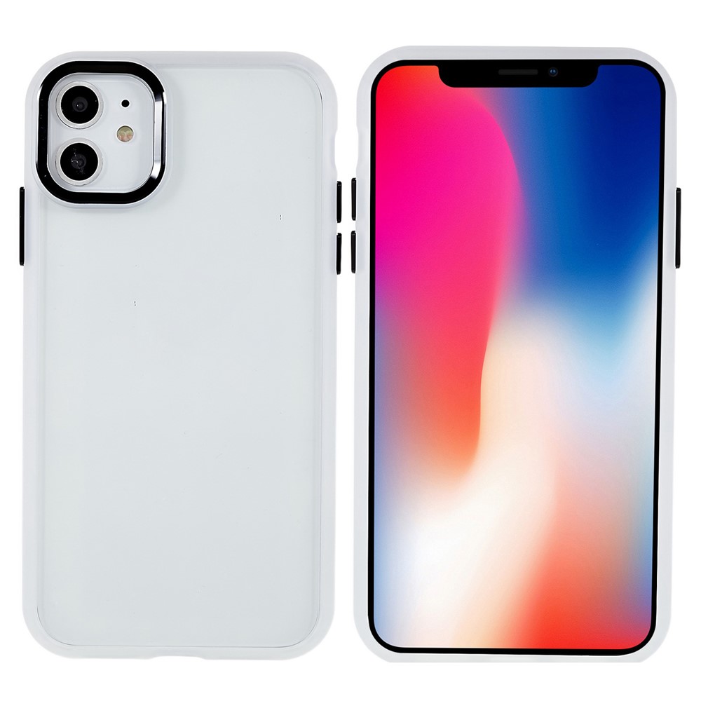For iPhone 11 6.1 inch Wear-resistant Anti-fall Acrylic + TPU Cover Metal Camera Lens Frame Cell Phone Case - Translucent