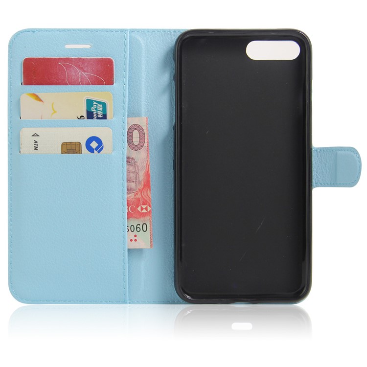 For iPhone 7 Plus 5.5 inch Litchi Skin Flip Leather Stand Shell - Blue-4