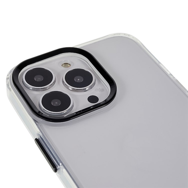 Metal Lens Frame Protective Case for iPhone 13 Pro 6.1 inch Shockproof Slim Phone Cover Scratch Resistant Transparent Phone Protector - Black-7