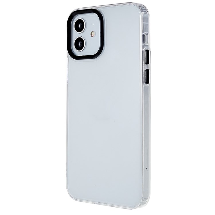 Scratch Resistant Slim Case for iPhone 12 6.1 inch Metal Lens Frame Protective Phone Shell Shockproof Clear Cover - Black-3