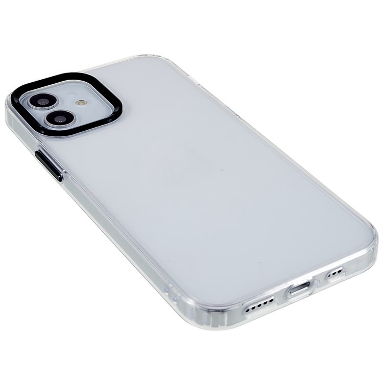 Scratch Resistant Slim Case for iPhone 12 6.1 inch Metal Lens Frame Protective Phone Shell Shockproof Clear Cover - Black-5