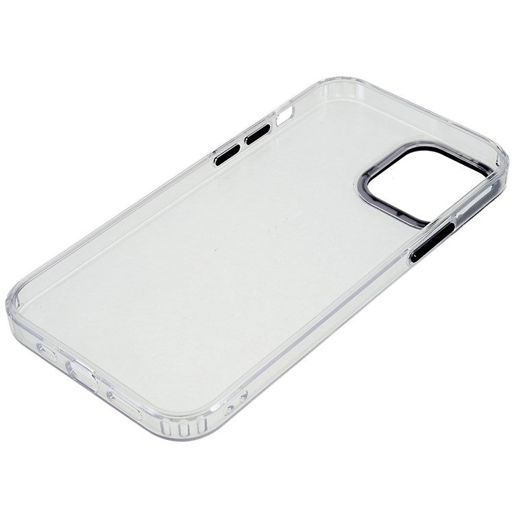 Scratch Resistant Slim Case for iPhone 12 6.1 inch Metal Lens Frame Protective Phone Shell Shockproof Clear Cover - Black-7