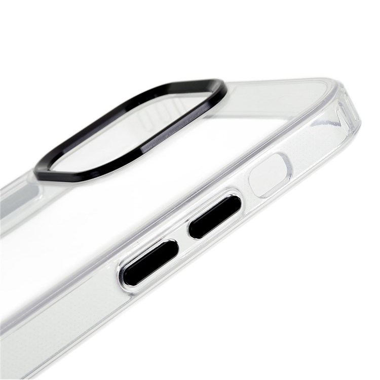 Scratch Resistant Slim Case for iPhone 12 6.1 inch Metal Lens Frame Protective Phone Shell Shockproof Clear Cover - Black-8