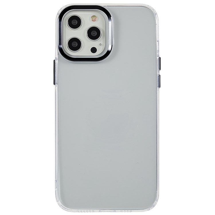 Anti-drop Clear Case for iPhone 12 Pro Max 6.7 inch Protective Slim Phone Shell Metal Lens Frame Shockproof Phone Cover - Black-2