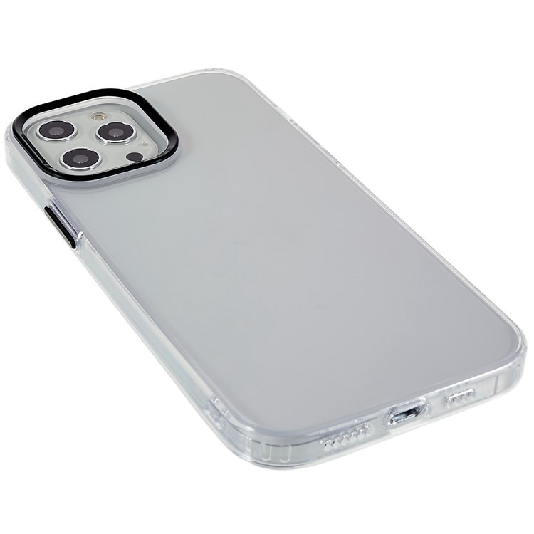 Anti-drop Clear Case for iPhone 12 Pro Max 6.7 inch Protective Slim Phone Shell Metal Lens Frame Shockproof Phone Cover - Black-5