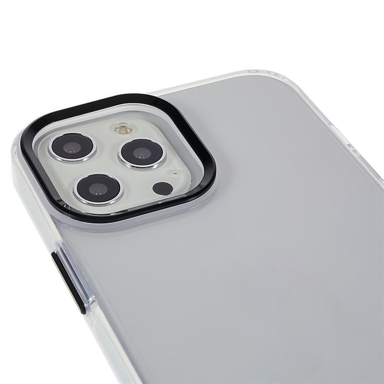 Anti-drop Clear Case for iPhone 12 Pro Max 6.7 inch Protective Slim Phone Shell Metal Lens Frame Shockproof Phone Cover - Black-7