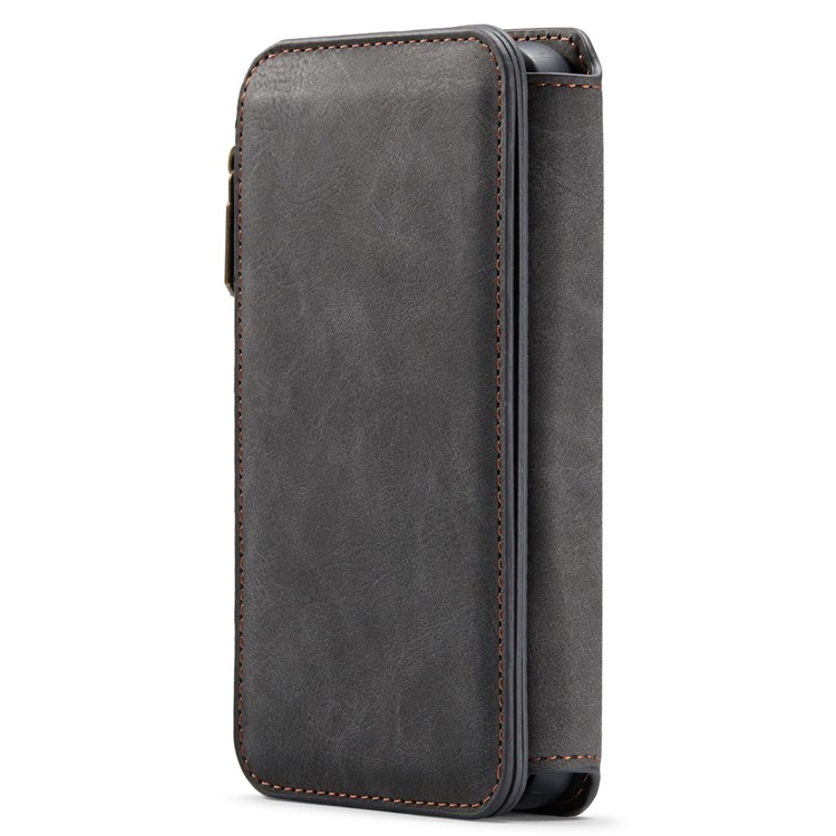 CASEME 007 Series for iPhone 13 mini 5.4 inch Split Leather 2-in-1 Detachable Flip Phone Case Stand Magnetic Closure Protective Zipper Purse Cover - Black-11