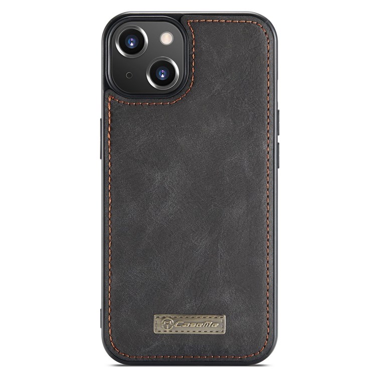 CASEME 007 Series for iPhone 13 mini 5.4 inch Split Leather 2-in-1 Detachable Flip Phone Case Stand Magnetic Closure Protective Zipper Purse Cover - Black-12
