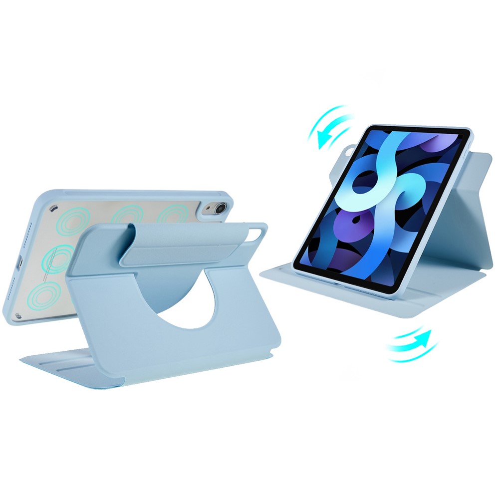 For iPad Air 10.9 inch (2020)/(2022) Skin-touch 2 in 1 Detachable Shockproof Case 360-degree Rotating Tablet Cover with Stand - Sky Blue