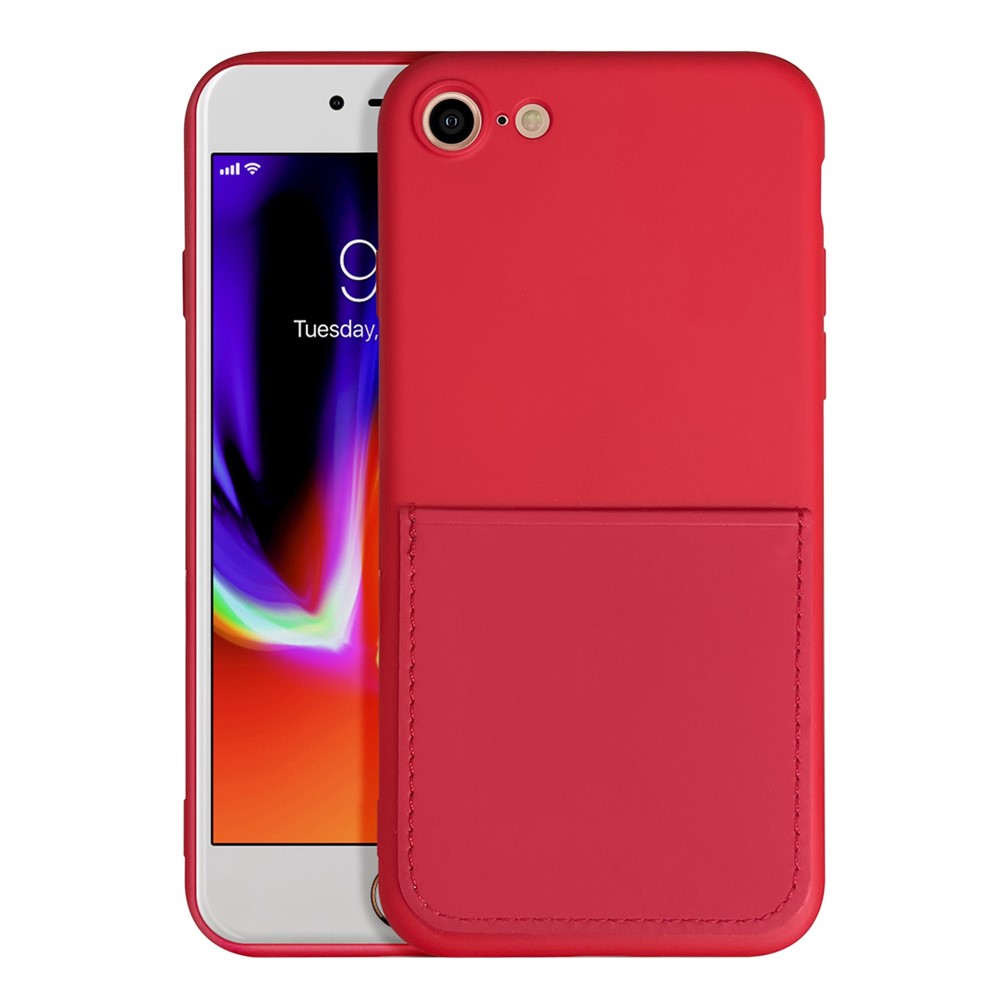 For Iphone Se 22 7 8 4 7 Inch Liquid Silicone Soft Cover Precise Cutouts Camera Protection Phone Case With Card Holder Sleeves Slot Red Tvc Mall Com