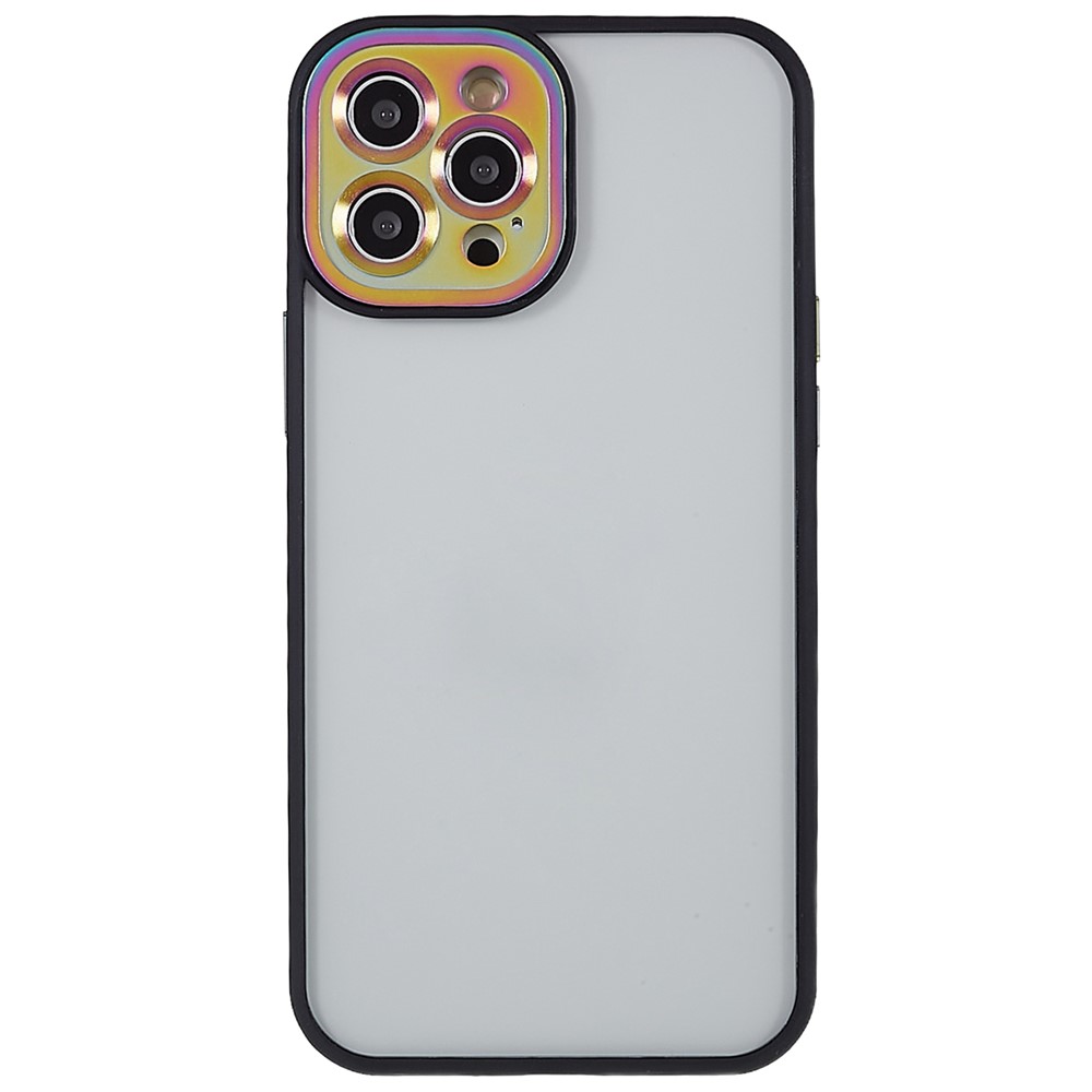 For iPhone 12 Pro Max 6.7 inch Precise Cutout Hard PC + Soft TPU Phone Case with Colorful Metal Camera Lens Cover - Black-2