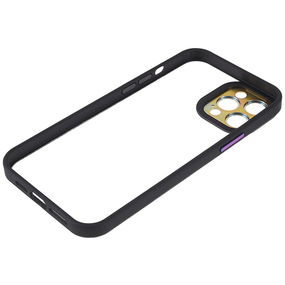 For iPhone 12 Pro Max 6.7 inch Precise Cutout Hard PC + Soft TPU Phone Case with Colorful Metal Camera Lens Cover - Black-6