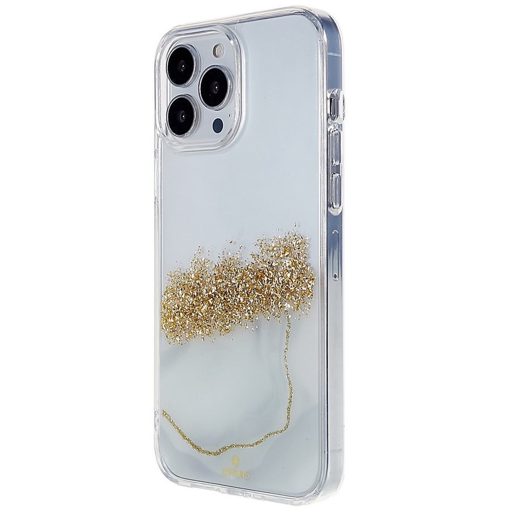 DFANS Starlight Shining Series Phone Case for iPhone 13 Pro 6.1 inch Shockproof PC + TPU Hybrid Protective Cover with Glitter Decorated - White-2