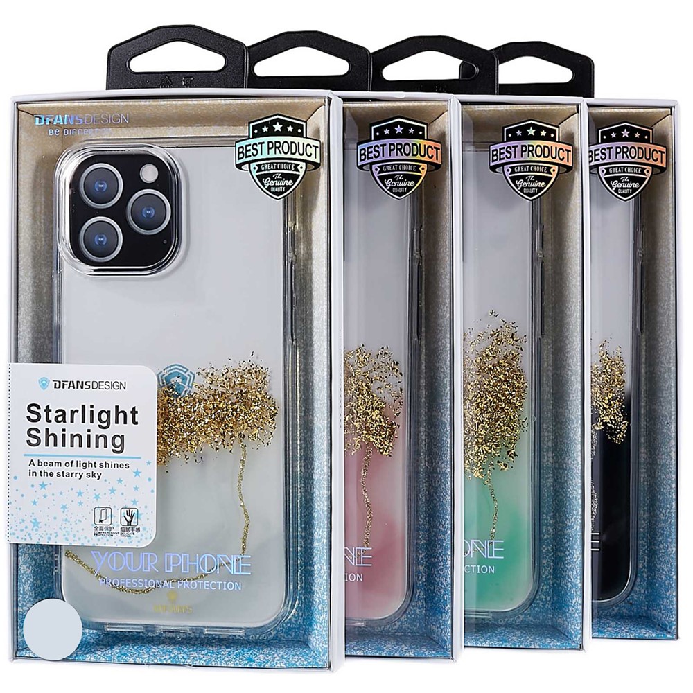 DFANS Starlight Shining Series Phone Case for iPhone 13 Pro 6.1 inch Shockproof PC + TPU Hybrid Protective Cover with Glitter Decorated - White-9