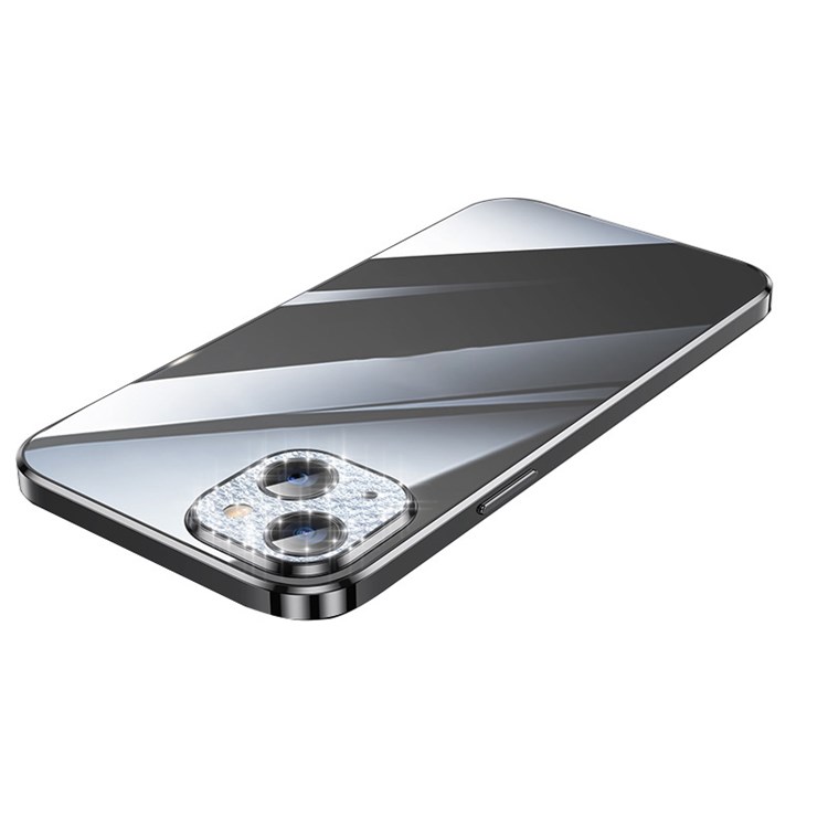 SULADA Glad Eye Series Transparent Phone Case for iPhone 13 6.1 inch, Rhinestone Design Camera Lens Cover Electroplating PC + TPU Shell - Black-1