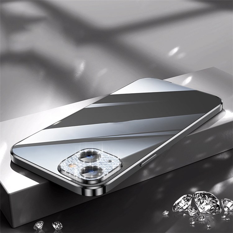 SULADA Glad Eye Series Transparent Phone Case for iPhone 13 6.1 inch, Rhinestone Design Camera Lens Cover Electroplating PC + TPU Shell - Black-2