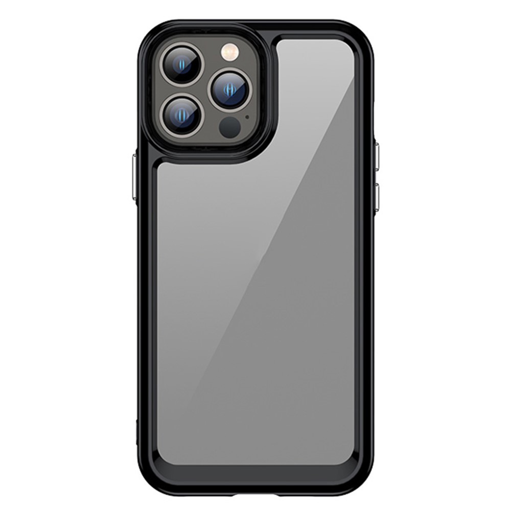 For iPhone 13 Pro Max 6.7 inch Shockproof Soft TPU + Hard Acrylic Cover Phone Case with Independent PC Buttons - Black-1