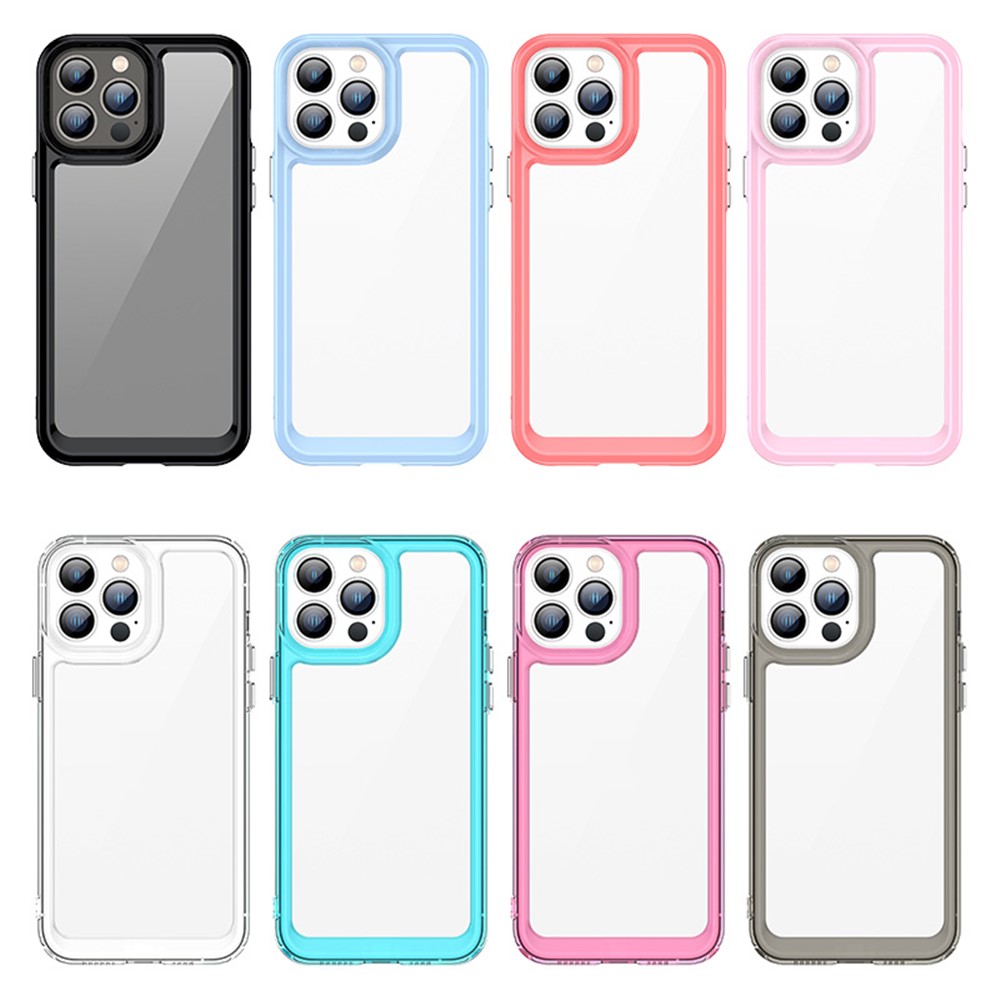 For iPhone 13 Pro Max 6.7 inch Shockproof Soft TPU + Hard Acrylic Cover Phone Case with Independent PC Buttons - Black-6