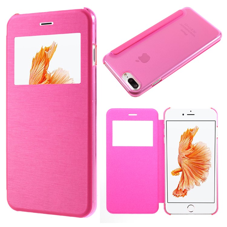 

Window View Leather Protection Cover for iPhone 7 Plus 5.5 Inch - Rose