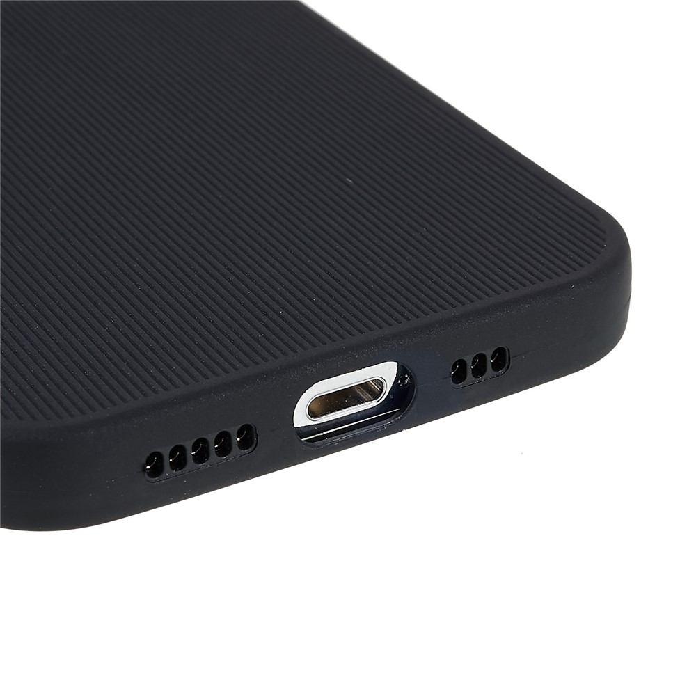 For iPhone 12 Pro Max 6.7 inch Toothpick Texture TPU Case Anti-slip Straight Edge Precise Cutouts Phone Cover - Black-6