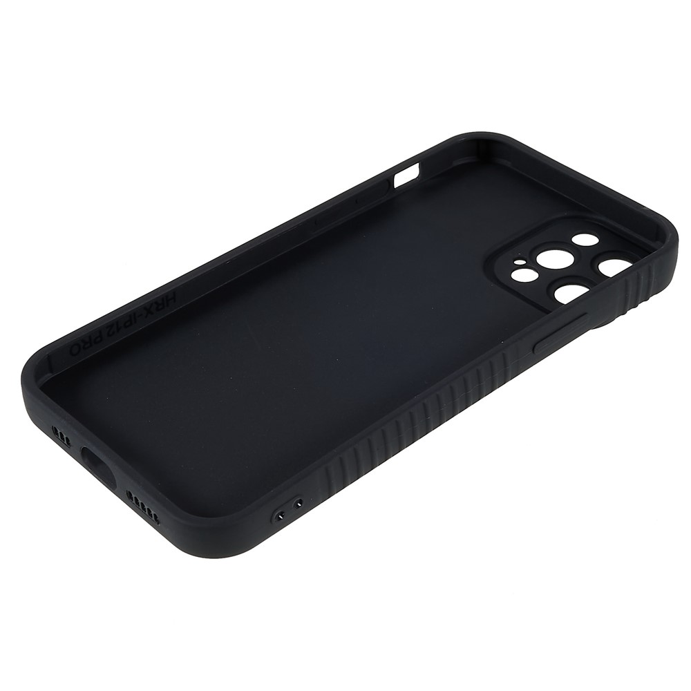 For iPhone 12 Pro Max 6.7 inch Toothpick Texture TPU Case Anti-slip Straight Edge Precise Cutouts Phone Cover - Black-8