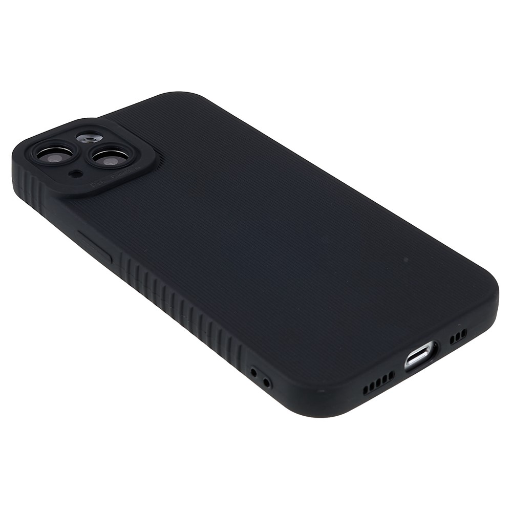 For iPhone 13 6.1 inch Shockproof Anti-slip Straight Edge Toothpick Texture TPU Case Precise Cutouts Phone Cover - Black-5