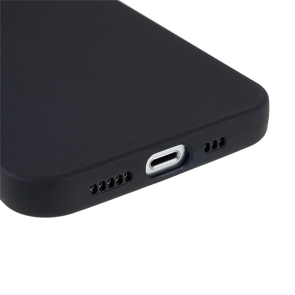 For iPhone 13 6.1 inch Shockproof Anti-slip Straight Edge Toothpick Texture TPU Case Precise Cutouts Phone Cover - Black-6