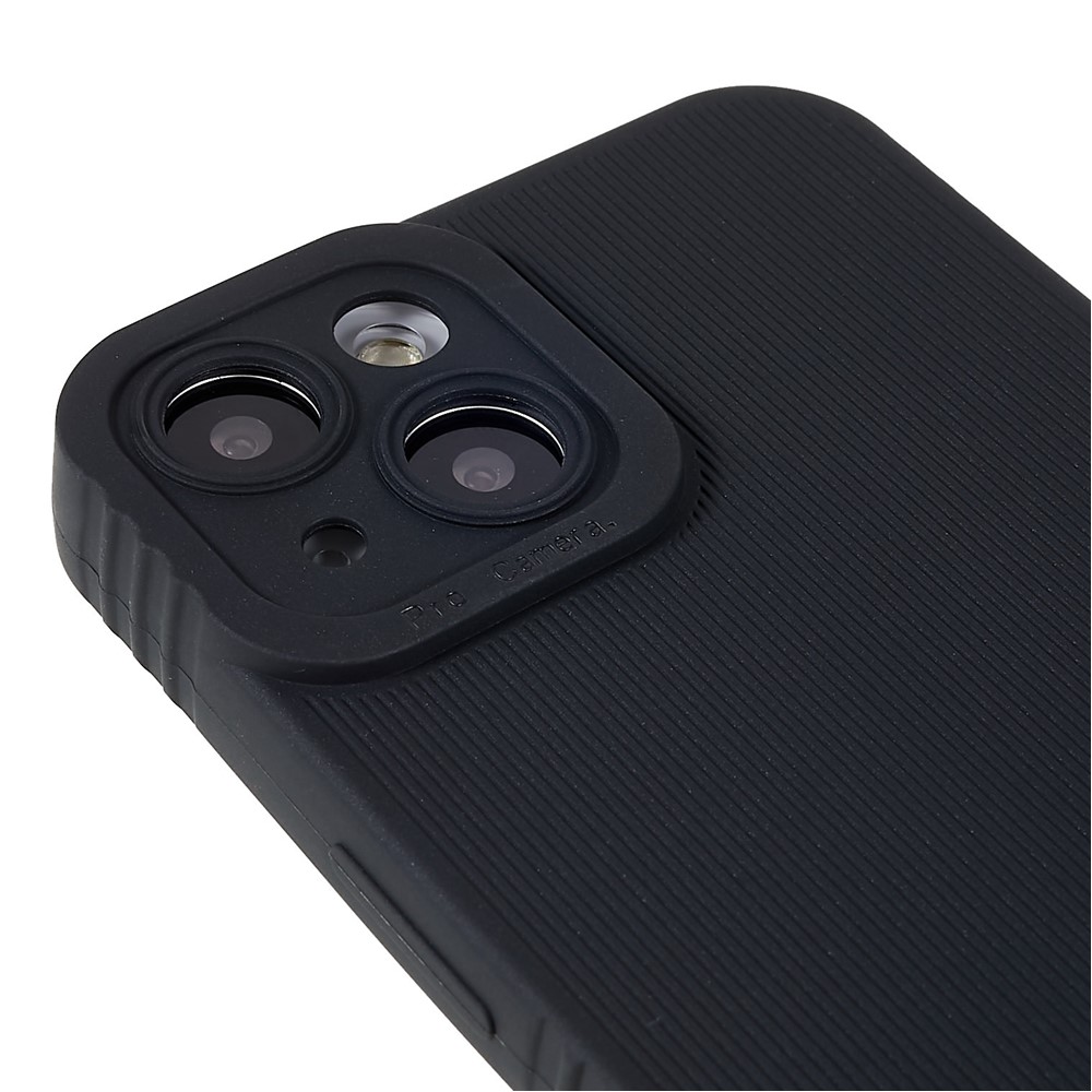 For iPhone 13 6.1 inch Shockproof Anti-slip Straight Edge Toothpick Texture TPU Case Precise Cutouts Phone Cover - Black-7