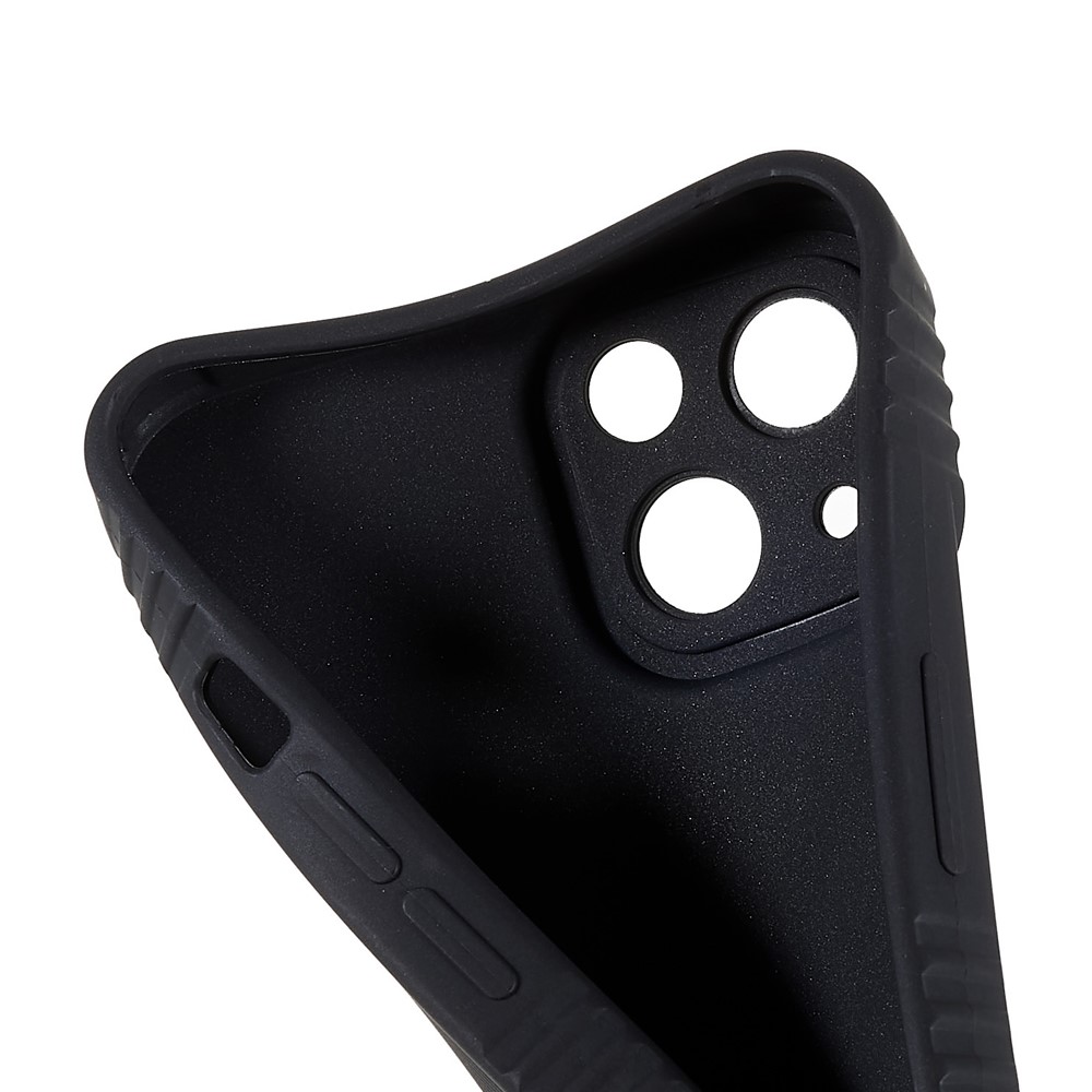 For iPhone 13 6.1 inch Shockproof Anti-slip Straight Edge Toothpick Texture TPU Case Precise Cutouts Phone Cover - Black-9