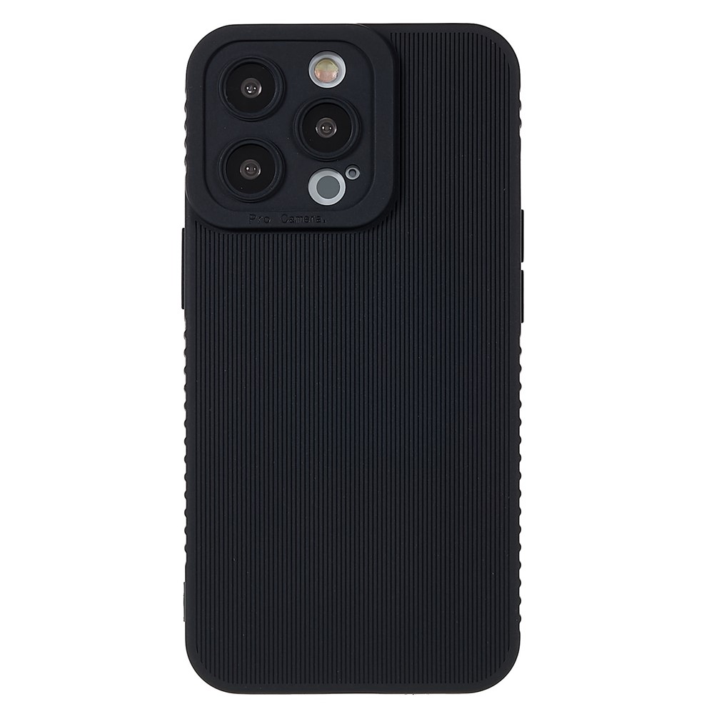 For iPhone 13 Pro 6.1 inch Anti-slip Straight Edge Toothpick Texture TPU Case Drop Resistant Precise Cutouts Phone Cover - Black-2